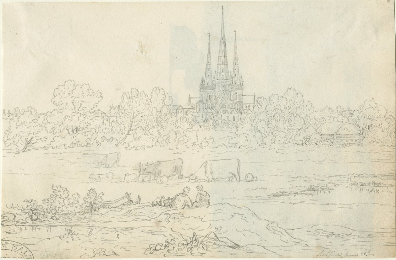 Lichfield Kathedraal - Oostelijke Aanblik: pen en inkt tekening, 20 jun [c 1820] door Henry Curzon Allport