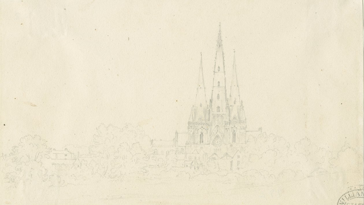 Lichfield Kathedraal - Oostaanzicht door Henry Curzon Allport