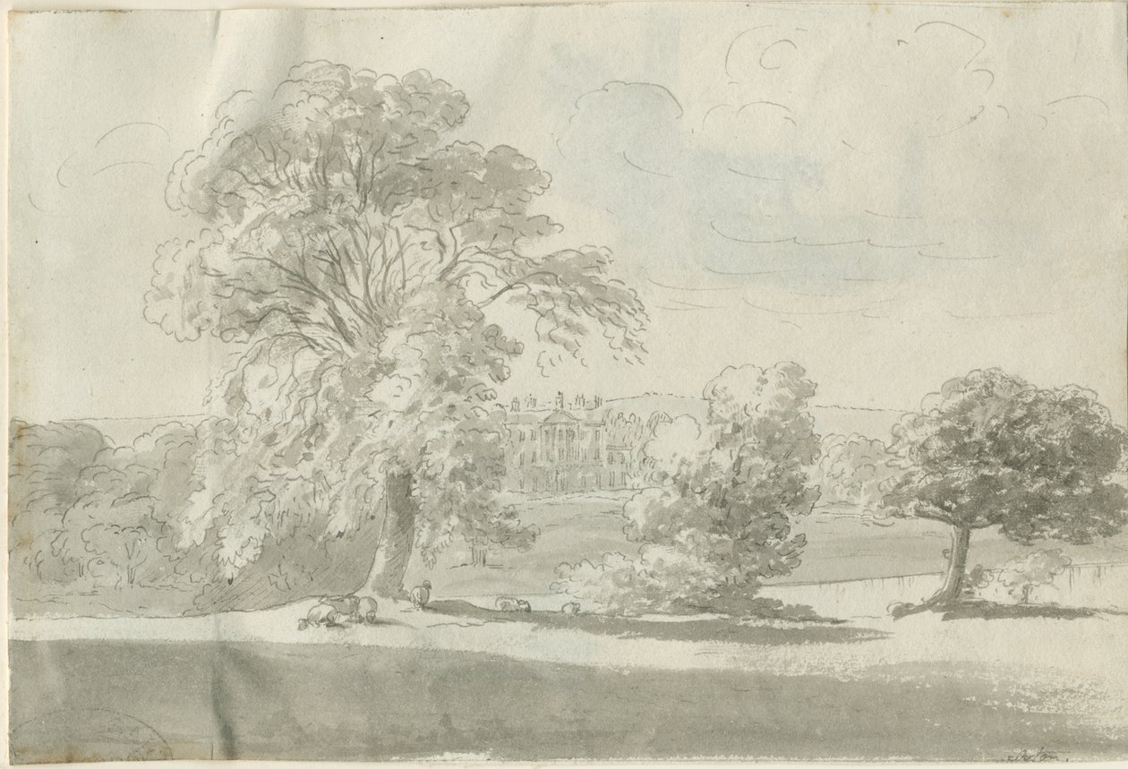 Shenstone - Little Aston Hall: pen en wassing tekening, nd [1788-1855] door Henry Curzon Allport