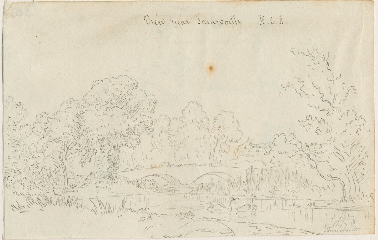 Tamworth - Brug: pentekening door Henry Curzon Allport