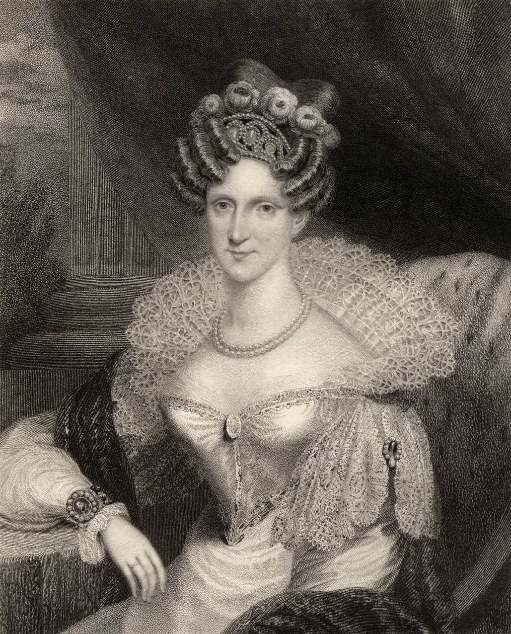 Prinses Adelaide van Saksen-Coburg Meiningen, gegraveerd door H.R. Cook, uit 