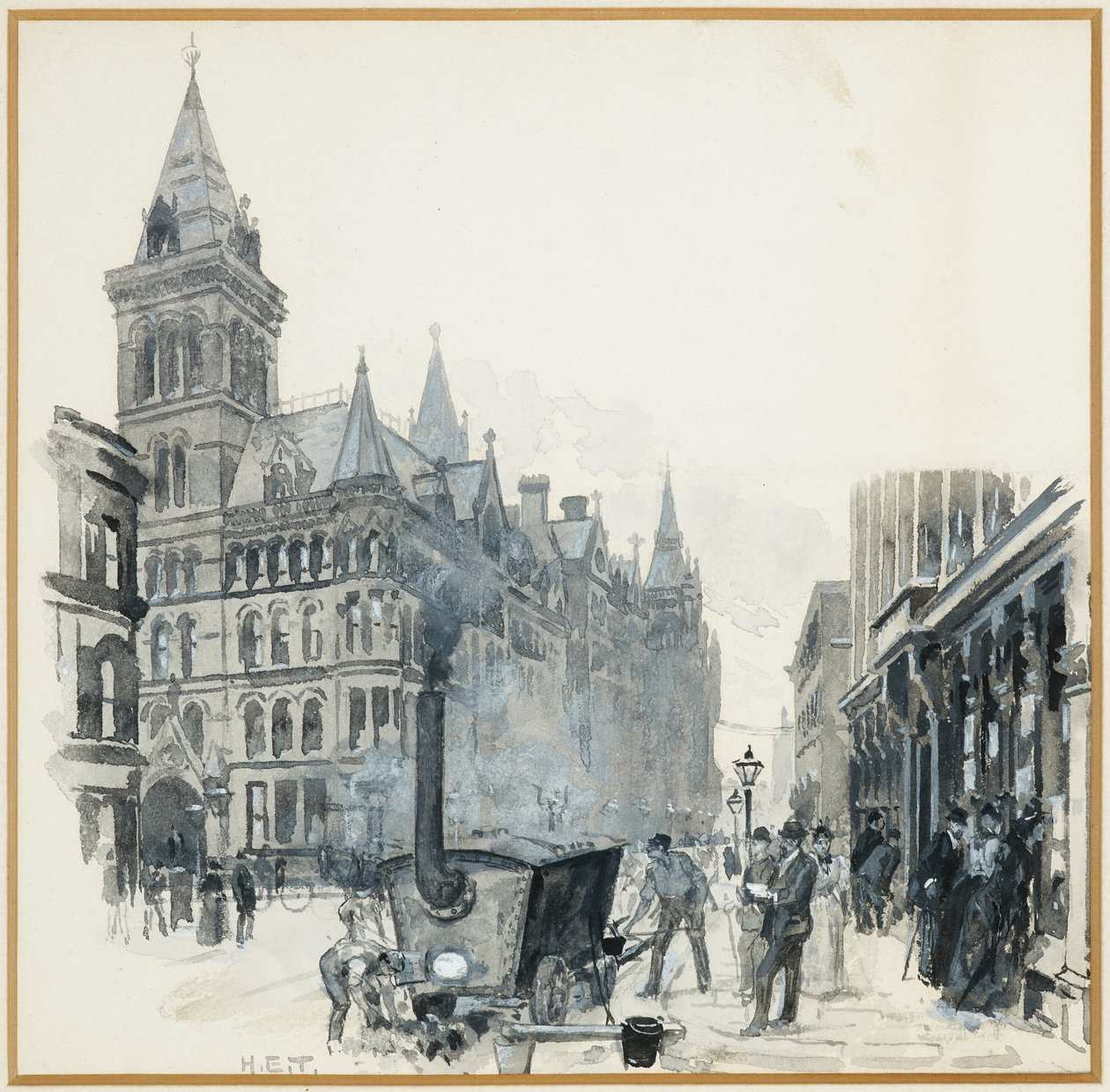 Corporation Road Making, Princess Street en Stadhuis door Henry Edward Tidmarsh