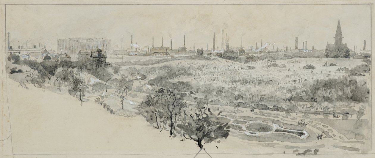 Phillips Park Cemetery en Bradford Road Gasfabriek door Henry Edward Tidmarsh