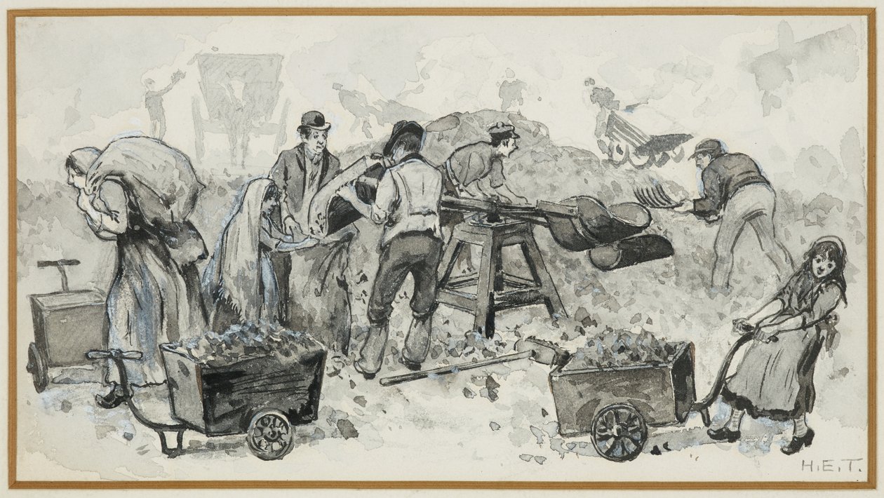 Cokes verkopen bij de gasfabriek door Henry Edward Tidmarsh