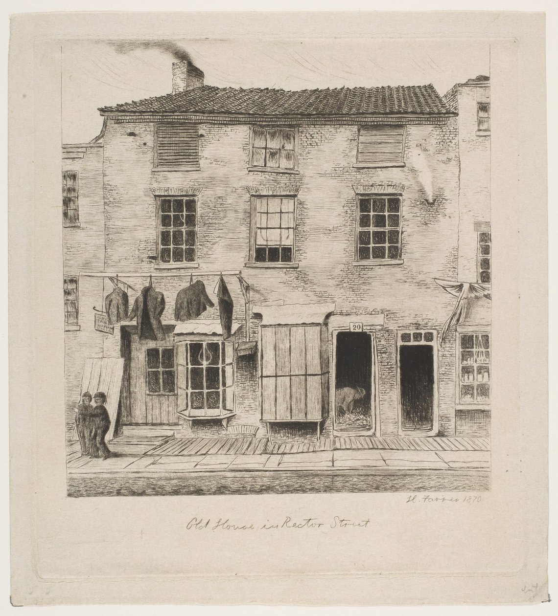 Oud huis in Rector Street uit Scenes of Old New York door Henry Farrer