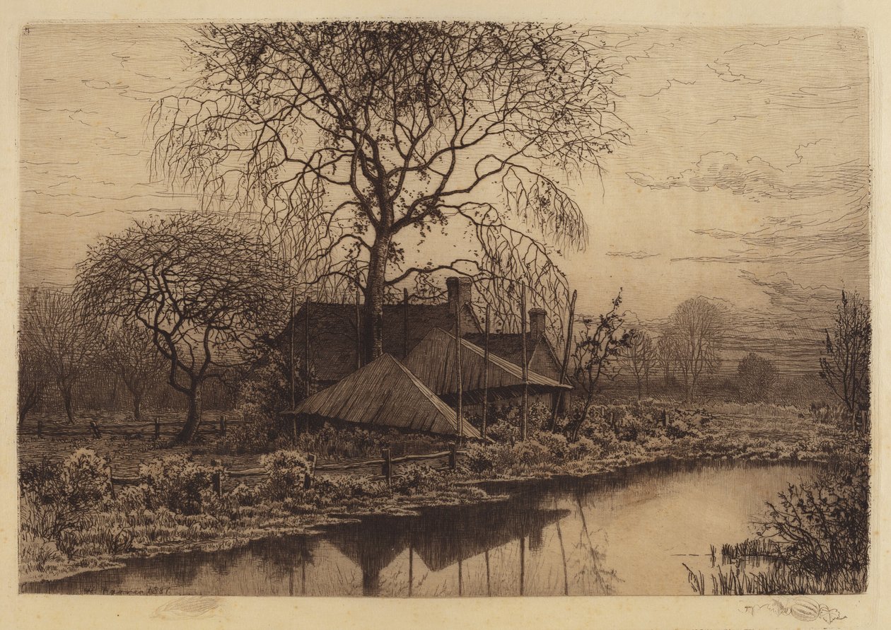 Zonder Titel (Boerderij, Long Island) door Henry Farrer