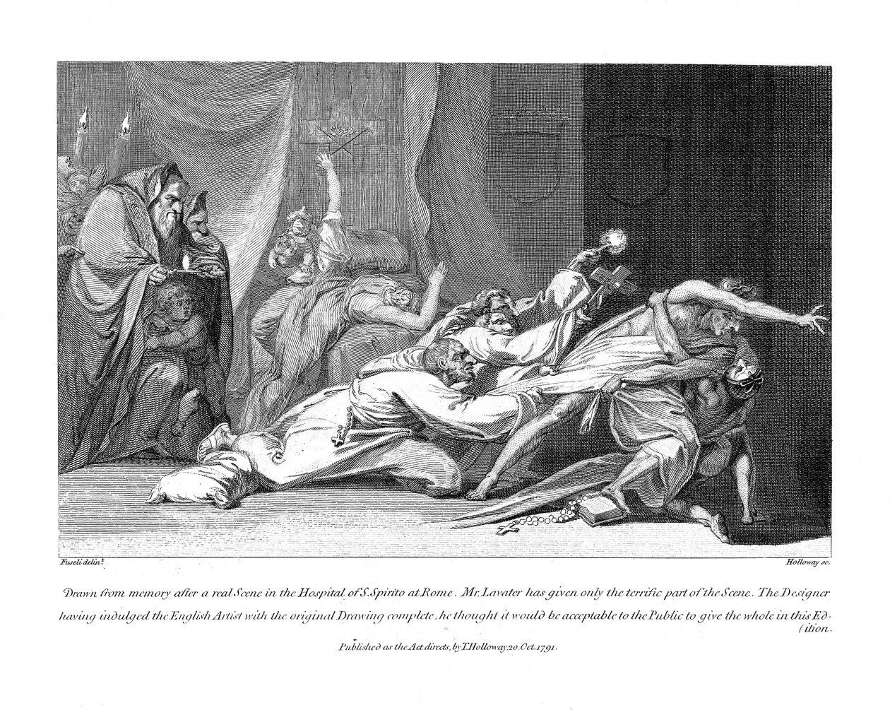 Poging om kwade geesten uit te drijven bij een patiënt in het San Spirito Ziekenhuis, Rome, 1792 door Johann Heinrich Füssli