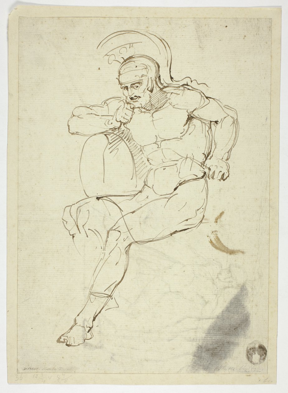 Zittende krijger (recto); stappend krijger (verso) door Henry Fuseli