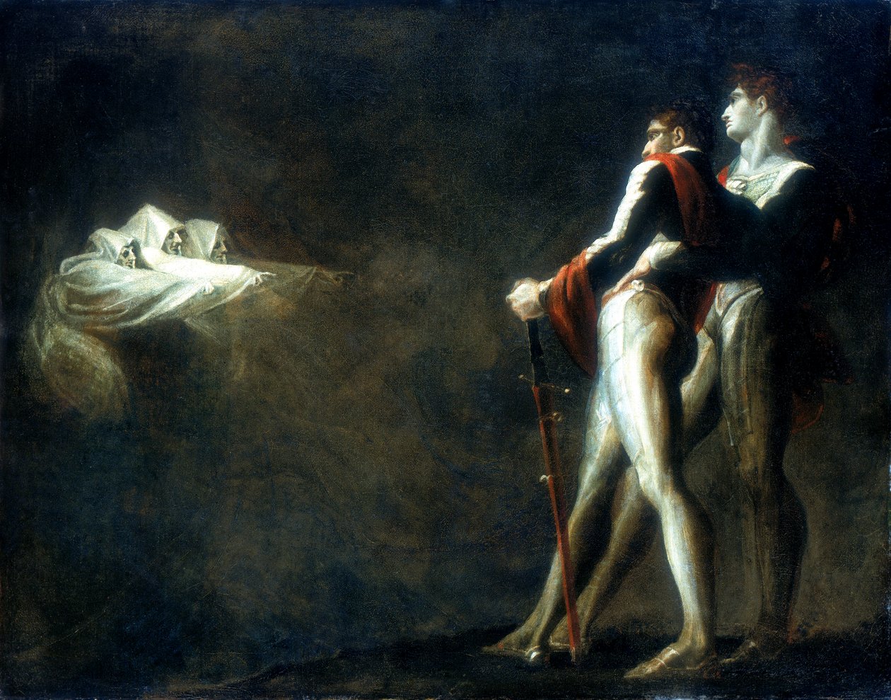 De drie heksen verschijnen aan Macbeth en Banquo, laat 18e eeuw door Johann Heinrich Füssli