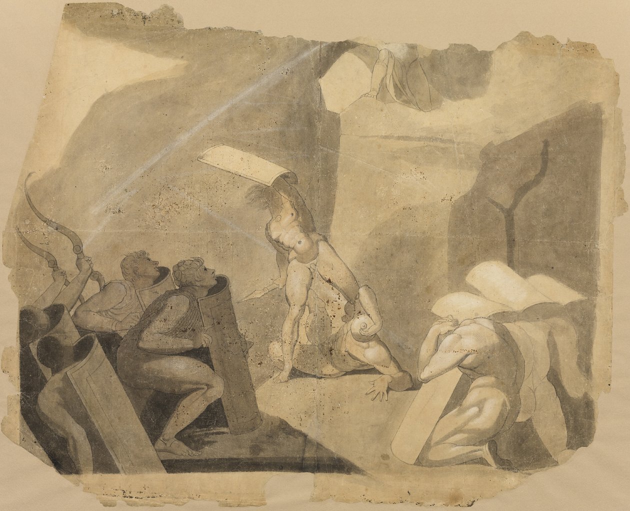 Titanen bestormen de berg Olympus door Johann Heinrich Füssli