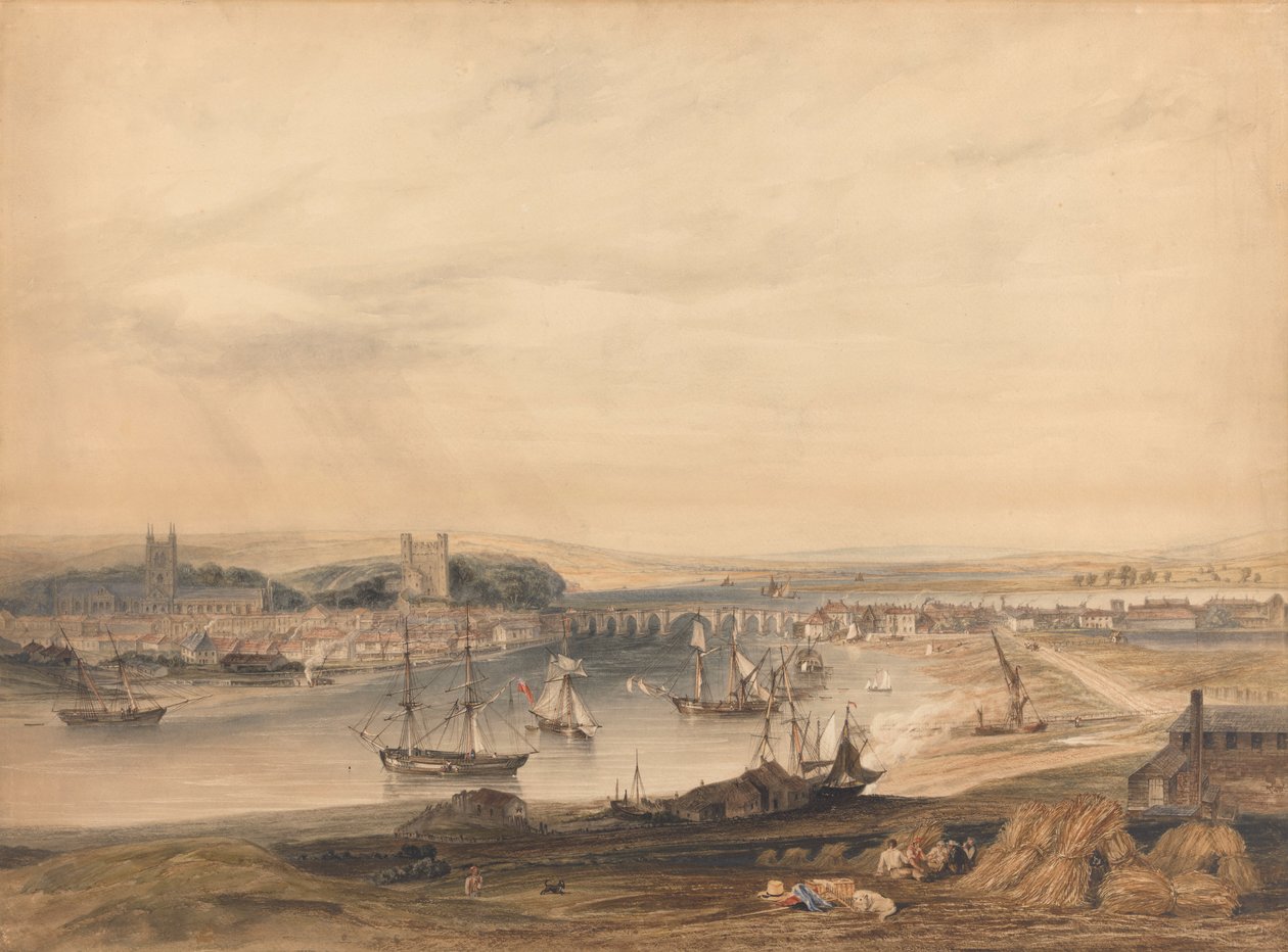 Een Uitzicht op Rochester, de Stad en Haven door Henry Gastineau
