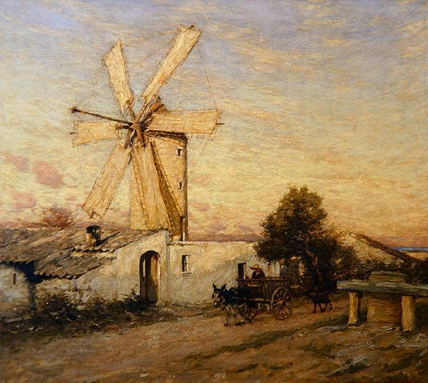 Maanopkomst in Spanje, Buger, Mallorca door Henry Herbert La Thangue