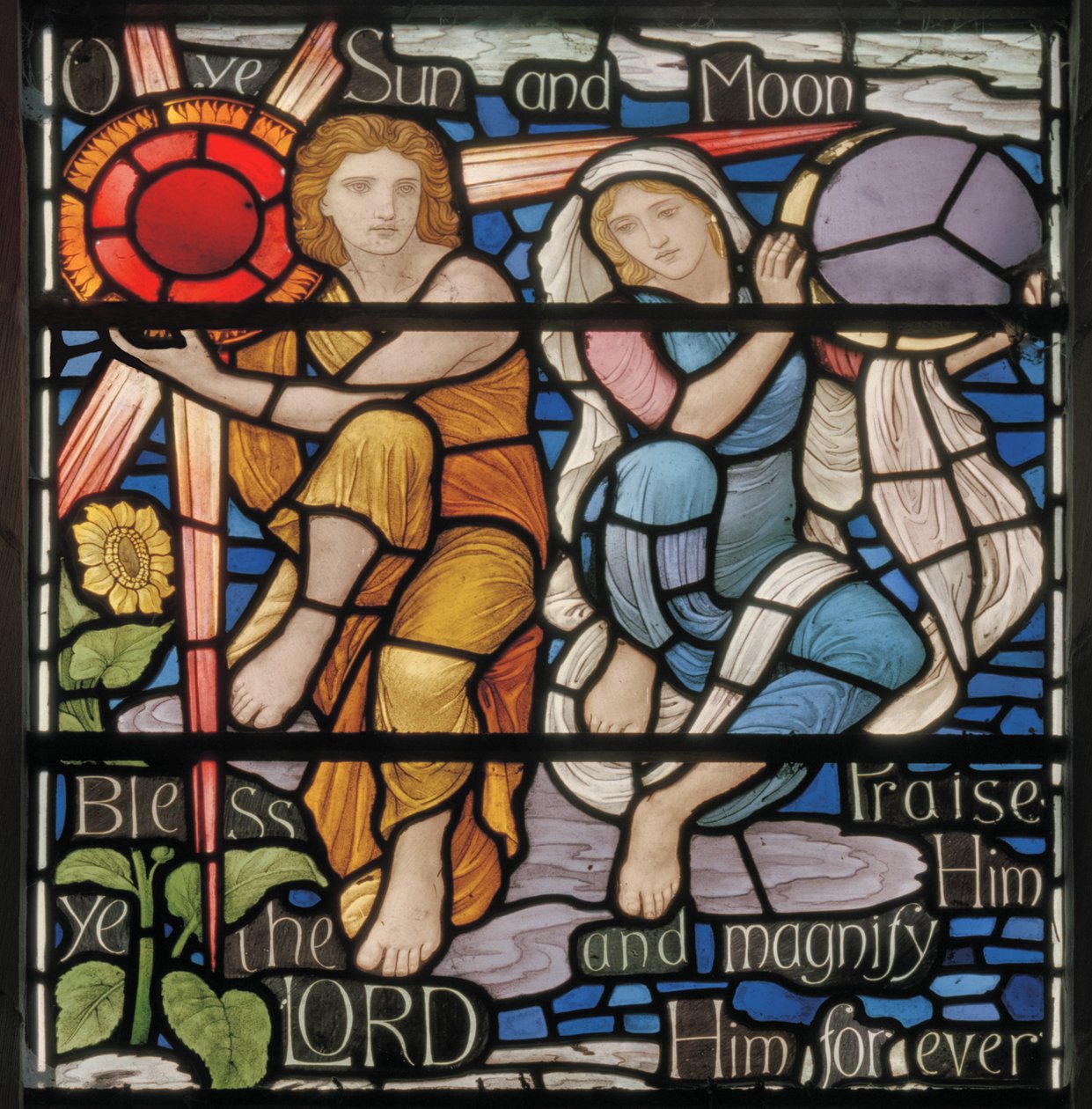 O Zon & Maan, Benedicite Raam (detail) door Henry Holiday