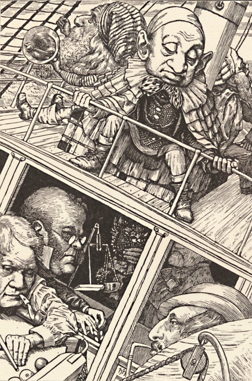 De bemanning was compleet. Uit The Hunting of the Snark Lewis Carroll door Henry Holiday