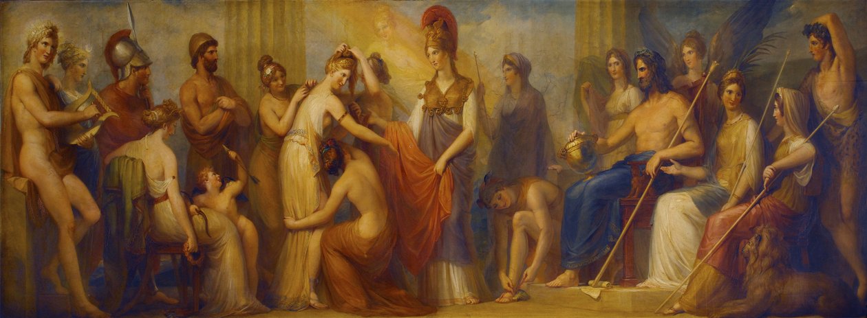 Pandora, aan wie de verzamelde Goden al hun gaven schonken, 1834 door Henry Howard