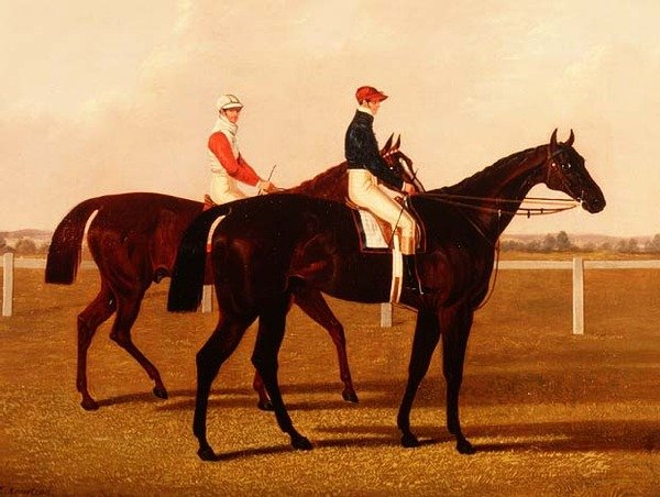 De Renpaarden "Charles XII" en "Euclid" met Jockeys door Henry Hugh Armstead