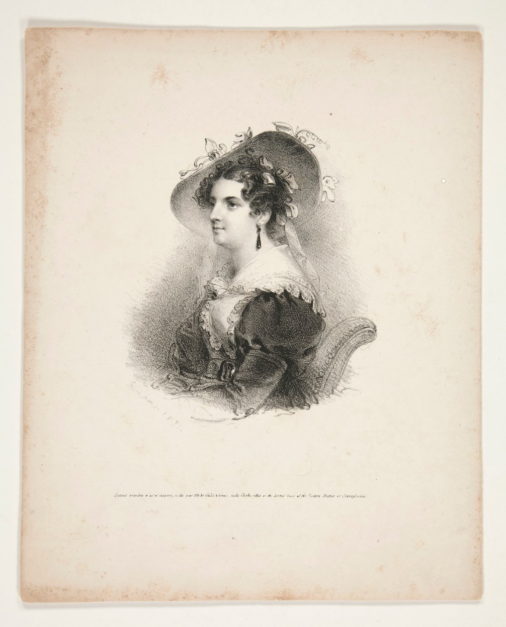 Halflang portret van een jonge vrouw door Henry Inman