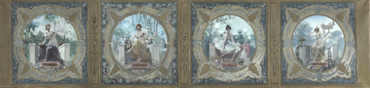 Schets voor de Lobau-galerij in het stadhuis van Parijs: Poëzie. Vreugde. De Dans. De Gratie, in 1890 door Henry Jean Louis Boureau