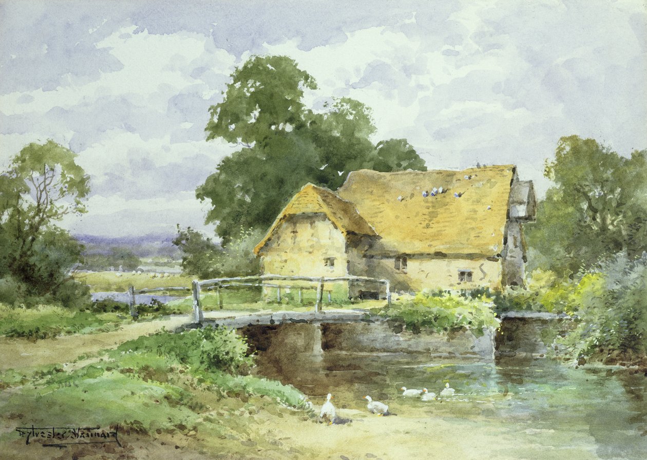 Bij een Watermolen in Surrey door Henry John Sylvester Stannard