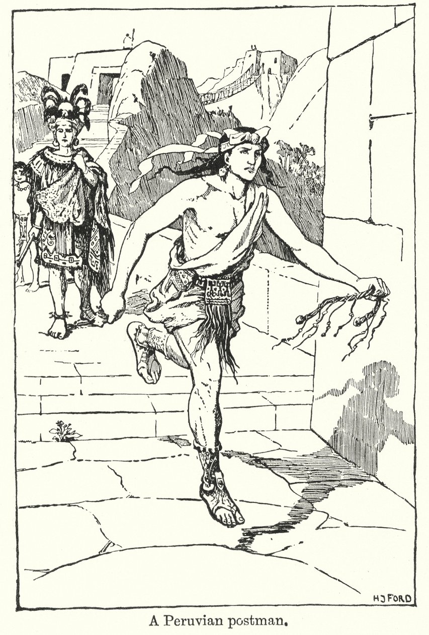 Een Peruaanse postbode (litho) door Henry Justice Ford