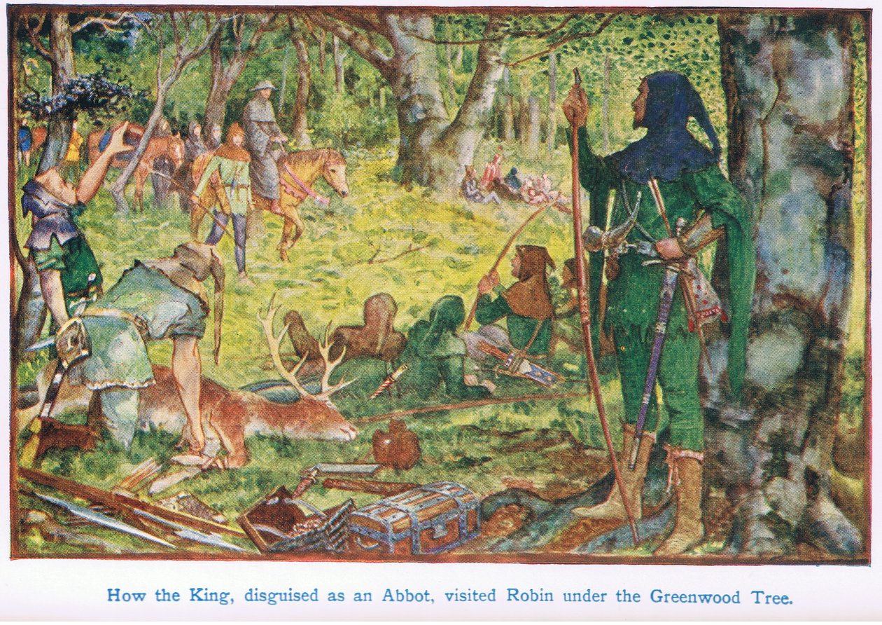Hoe de koning vermomd als een abt, Robin bezocht onder de Greenwood boom door Henry Justice Ford
