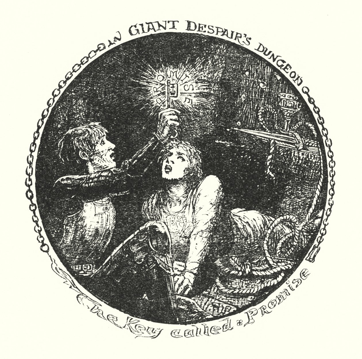 Illustratie voor De Pelgrimstocht door John Bunyan (litho) door Henry Justice Ford