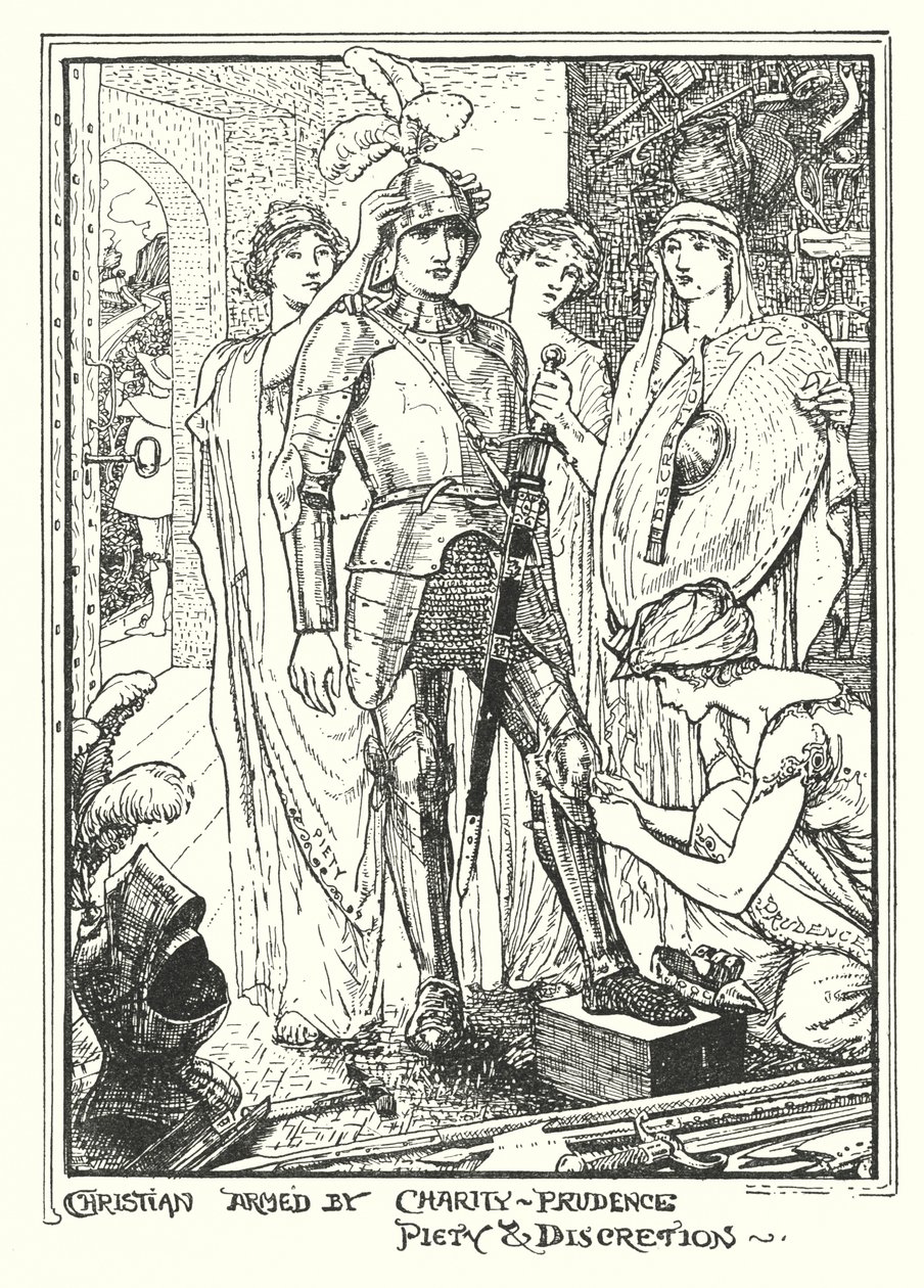 Illustratie voor De Pelgrimstocht door John Bunyan (litho) door Henry Justice Ford