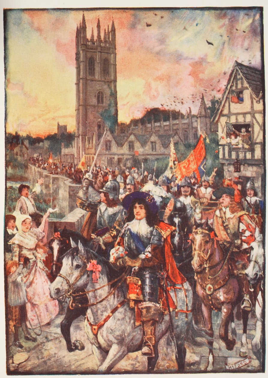 Prins Rupert in Oxford, op weg naar de strijd, illustratie uit 
