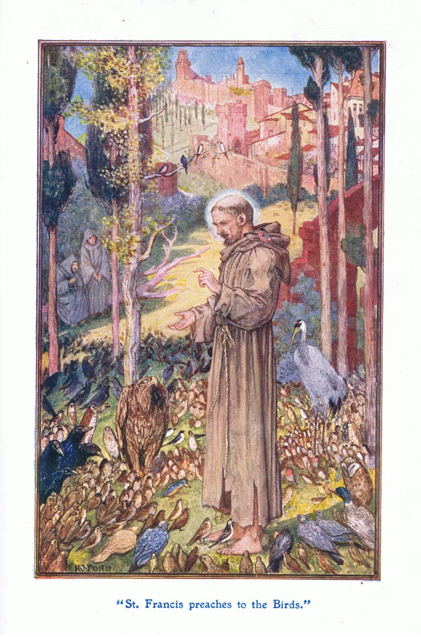 Sint Franciscus preekt voor de vogels, 1912 door Henry Justice Ford
