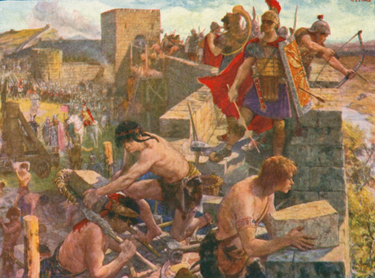 De Romeinse Muur (kleurenlitho) door Henry Justice Ford