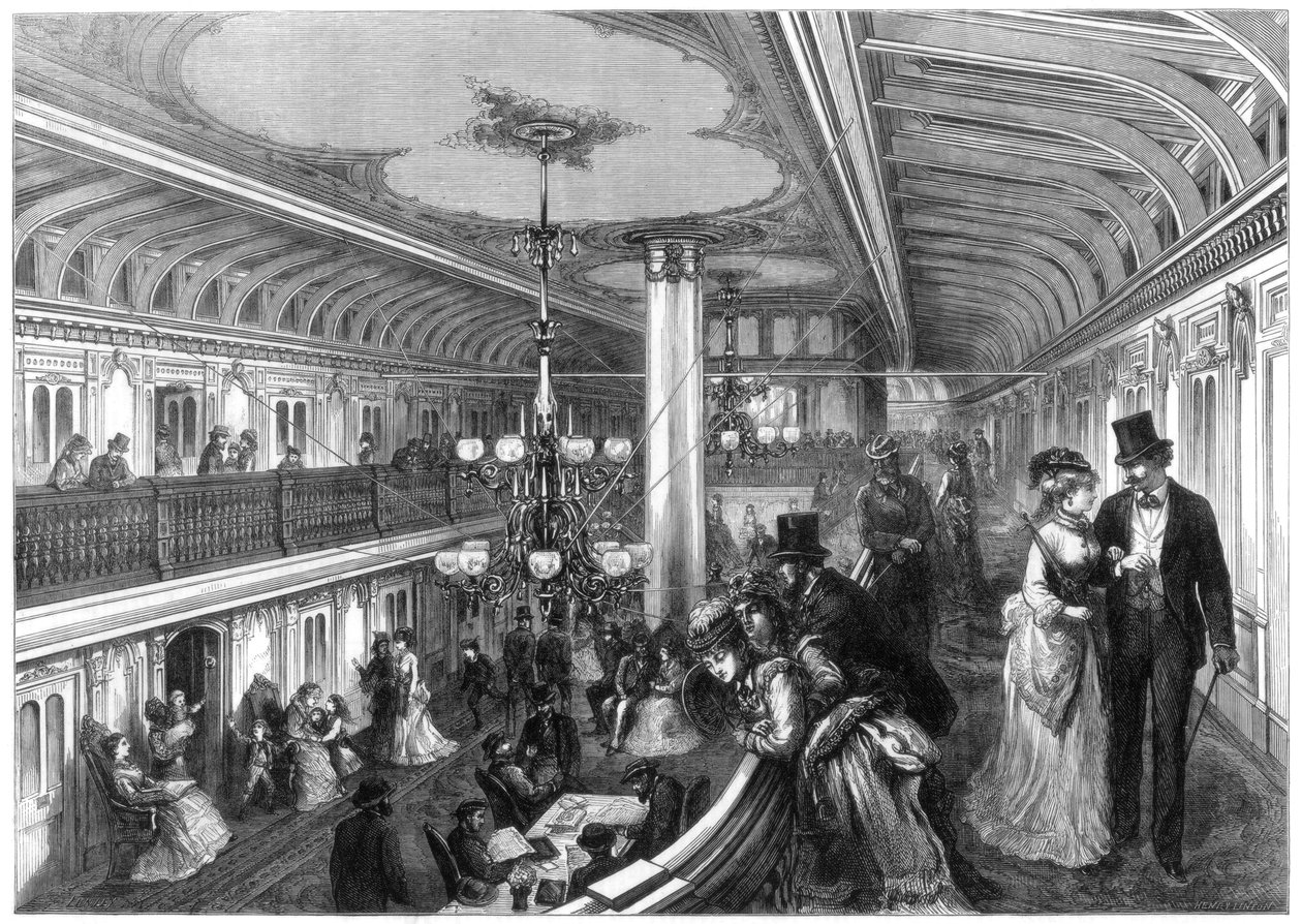 Salon van een stoomboot, 1875 door Henry Linton