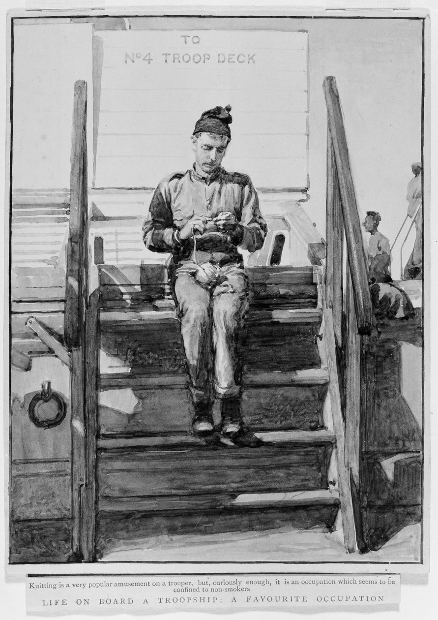 Leven aan boord van een troepenschip: een favoriete bezigheid, 1899 door Henry Marriott Paget