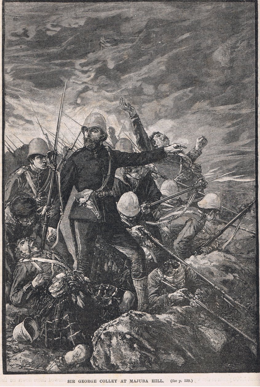 Sir George Colley op Majuba Hill, illustratie uit Cassell