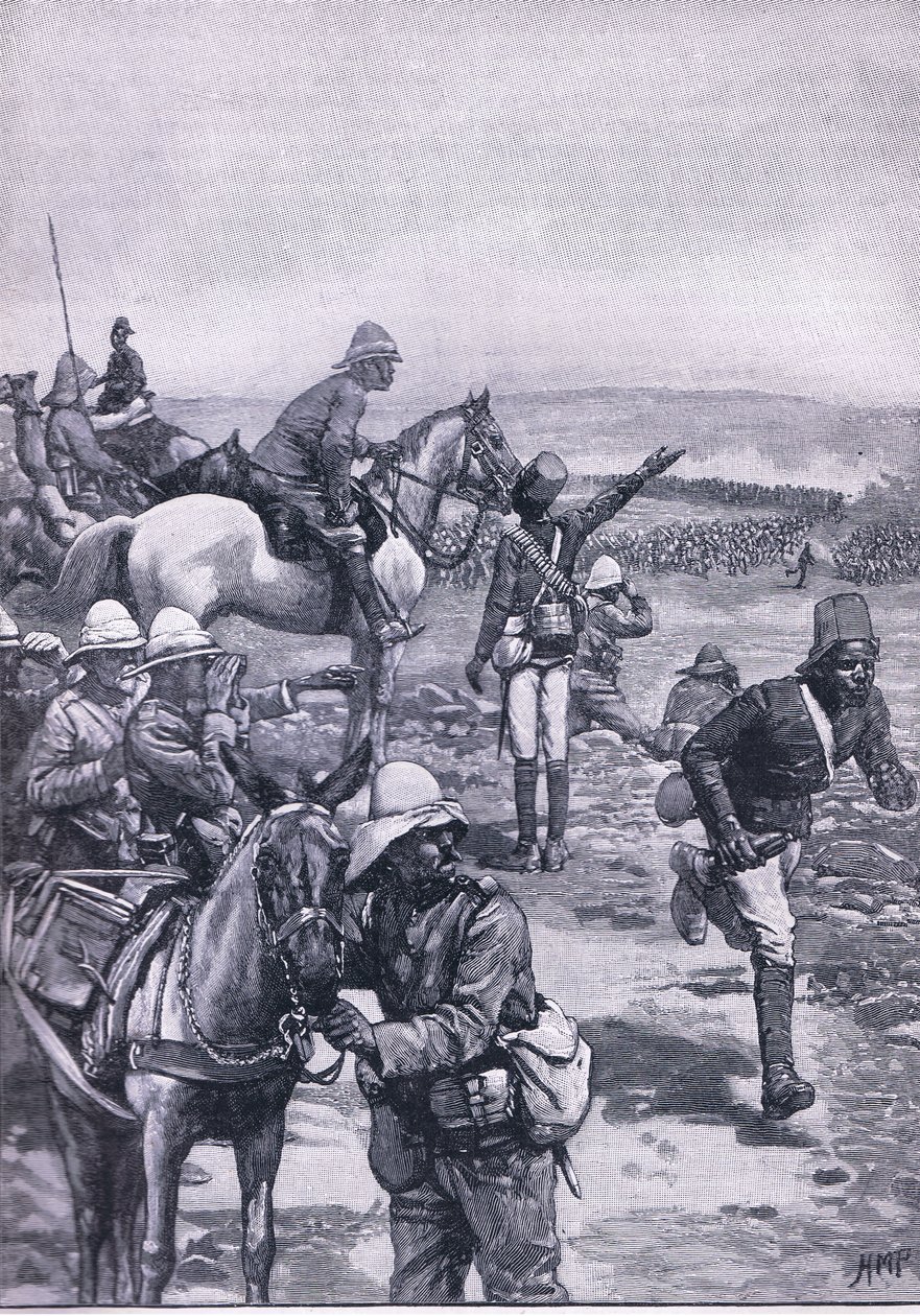 De Slag bij Omdurman: MacDonalds Brigade weerstaat de aanval van de Dervish, illustratie uit Cassells Geschiedenis van Engeland, 1900s door Henry Marriott Paget