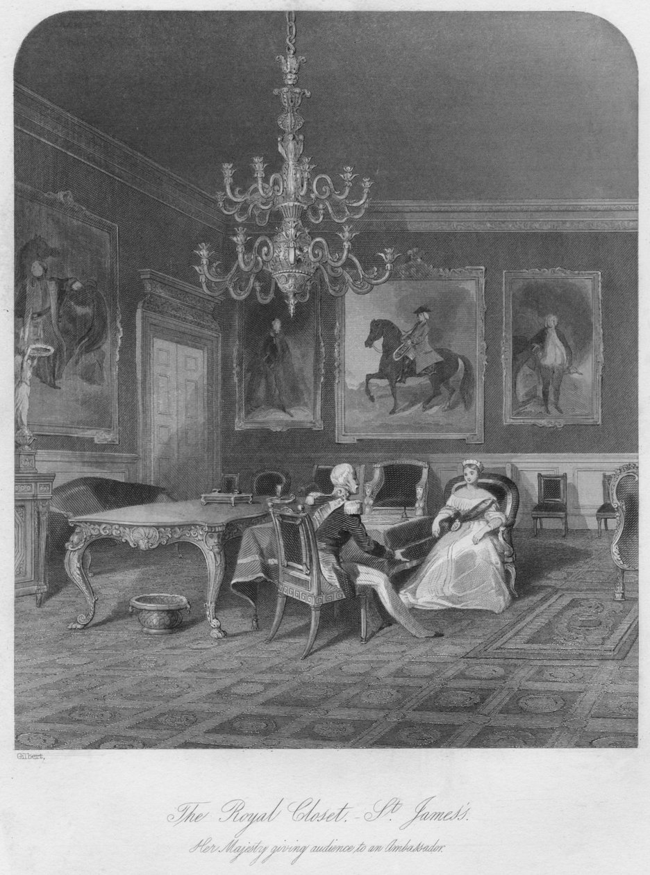 De Koninklijke Kast. - St. James. Hare Majesteit ontvangt een ambassadeur door Henry Melville