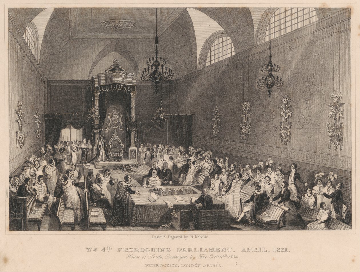 William vierde sluiting van het parlement, april 1831. House of Lords: verwoest door brand op 16 oktober 1834 door Henry Melville