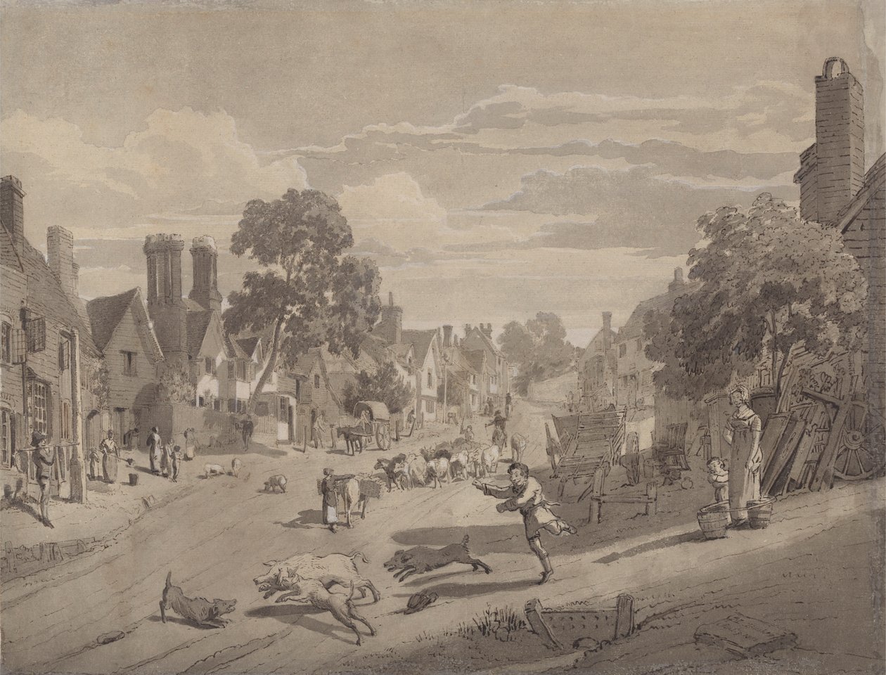 Hoofdstraat in Bushey, Hertfordshire door Henry Monro