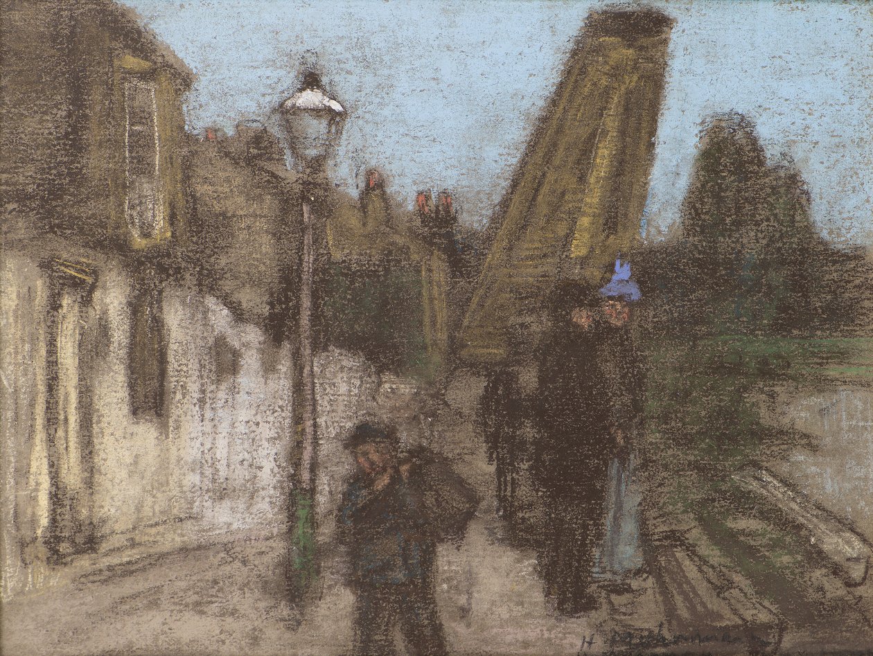 Huis aan een oever van de Theems door Henry Muhrmann
