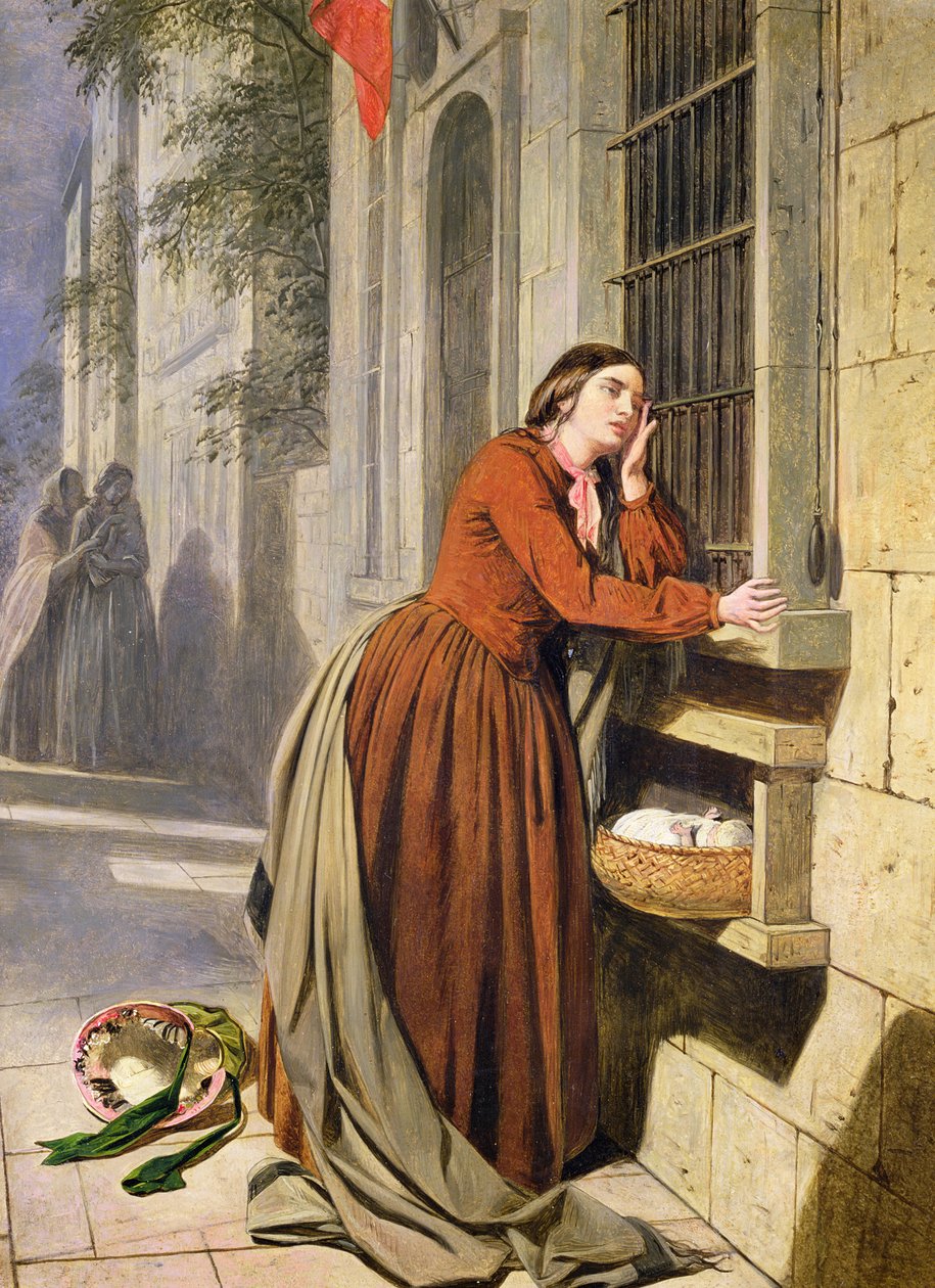 Moeder plaatst haar kind in het vondelingenhuis in Parijs, ca. 1855-60 door Henry Nelson O