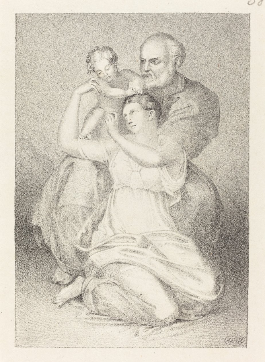 Heilige Familie, van Michelangelo door Henry Noel Humphreys after John Flaxman