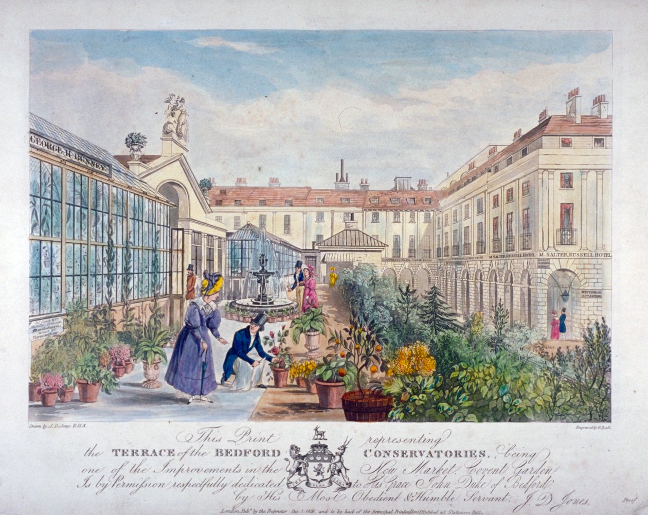 Terras van de Bedford Conservatories op de Covent Garden Markt, Westminster, Londen door Henry Pyall