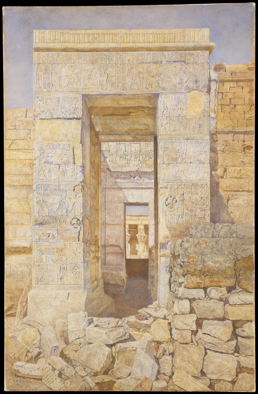 Oostelijke ingang, kamer van Tiberius, Tempel van Isis, Philae door Henry Roderick Newman