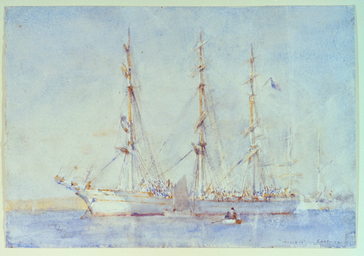 Frans schip Marecual de Cashes in Falmouth juli 1914, begin 20e eeuw door Henry Scott Tuke