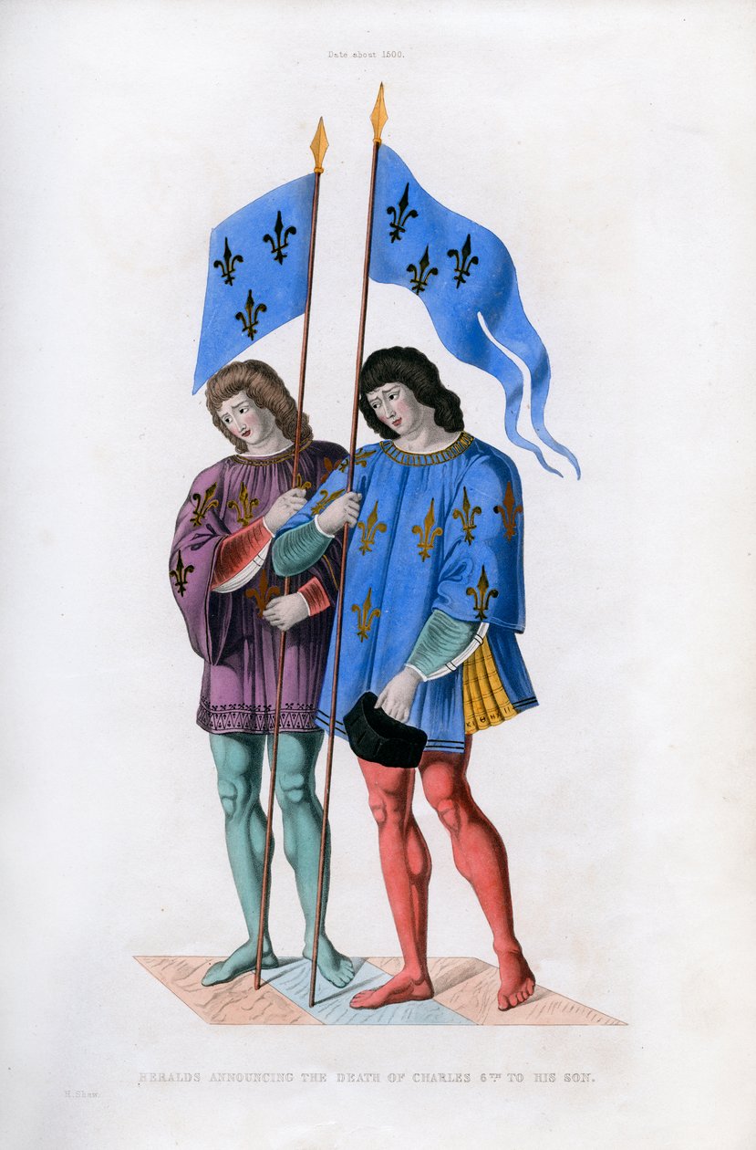 Herauten kondigen de dood van Karel VI aan zijn zoon aan, ca. 1500 door Henry Shaw