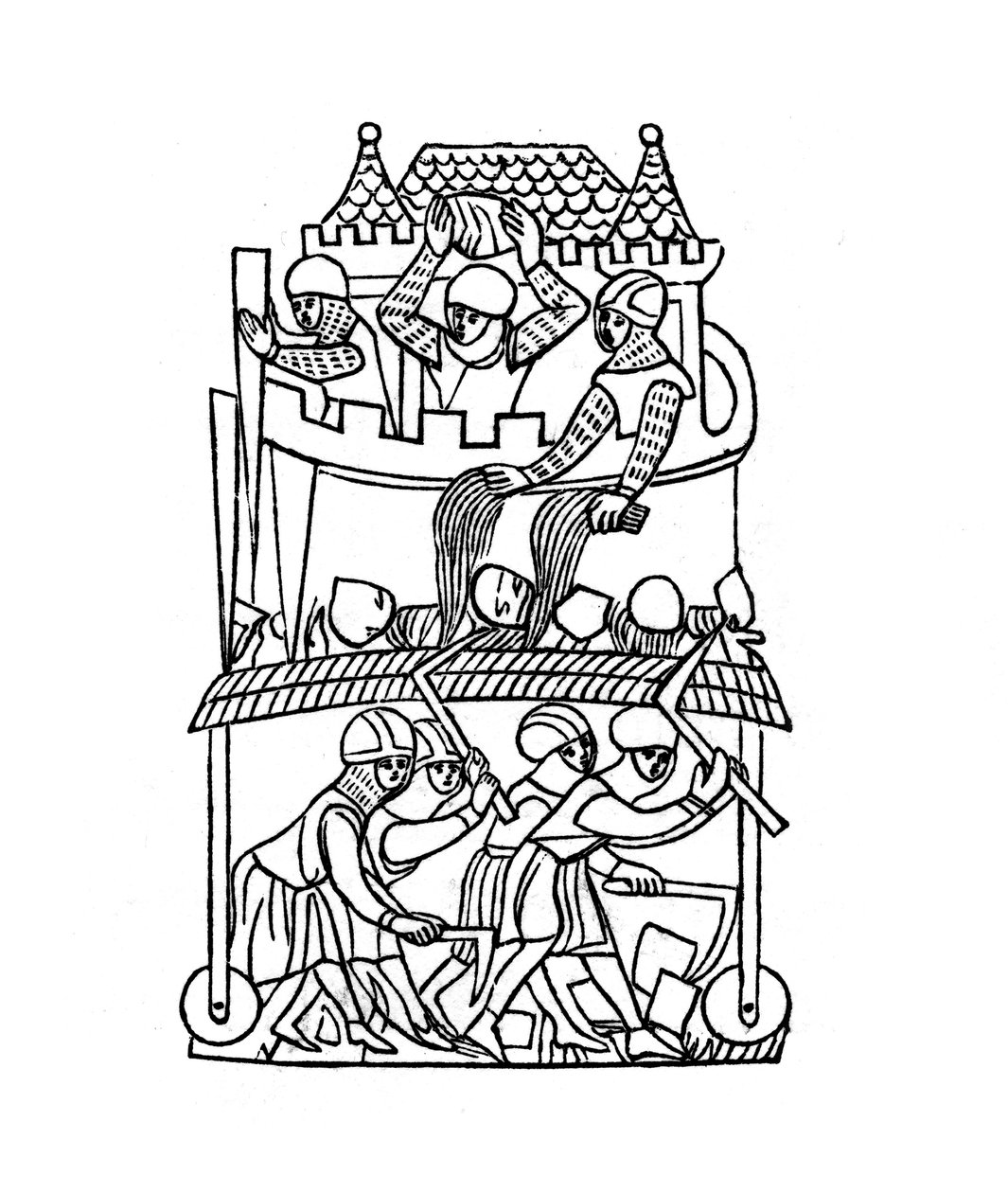 Belegering, ca. 1260, 1843 door Henry Shaw