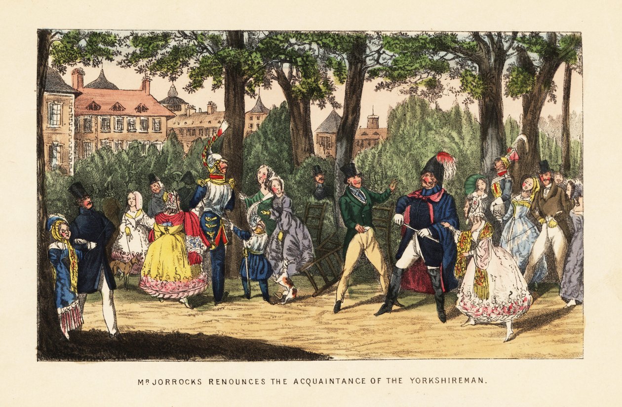 Engelse toeristen wandelen in de Tuilerieën, Parijs door Henry Thomas (after) Alken