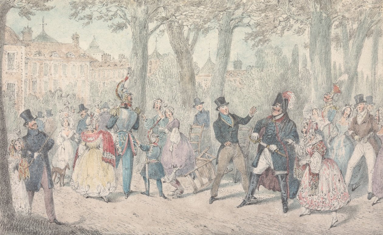 Illustratie bij R.S. Surtees’, „Jorrocks’s Jaunts and Jollities”: ‘Mr. Jorrocks verbreekt de banden met de man uit Yorkshire’ door Henry Thomas Alken