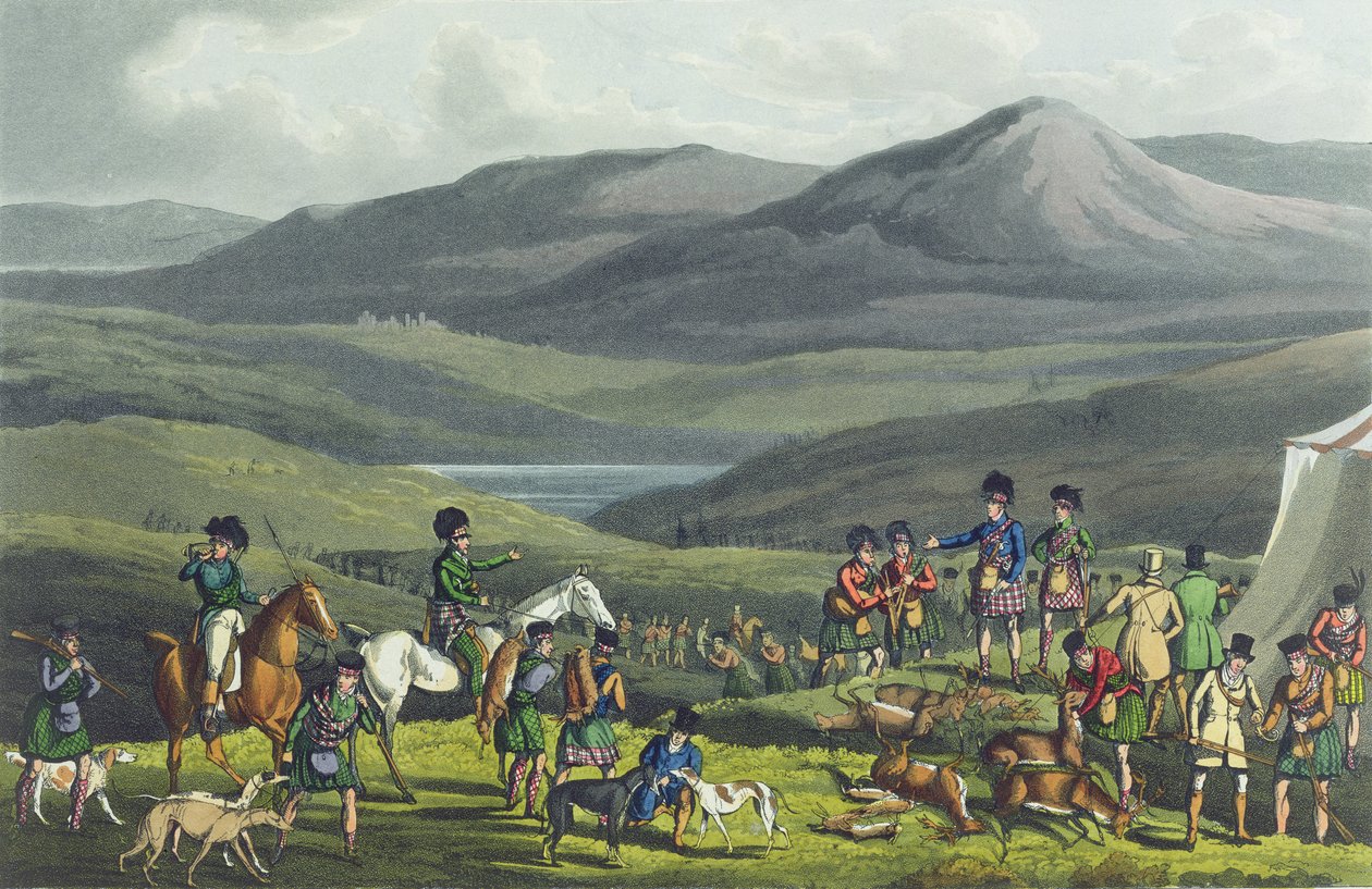 Sportbijeenkomst in de Hooglanden, geaquarelleerd door I. Clark, gepubliceerd door Thomas McLean, 1820 door Henry Thomas Alken