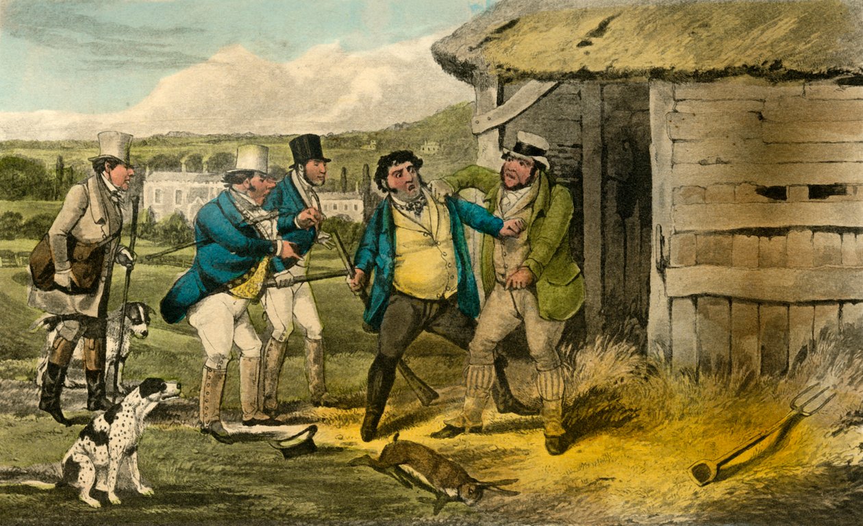 Squire Cheatums Bewaker valt de moordenaar van Old Tom aan door Henry Thomas Alken