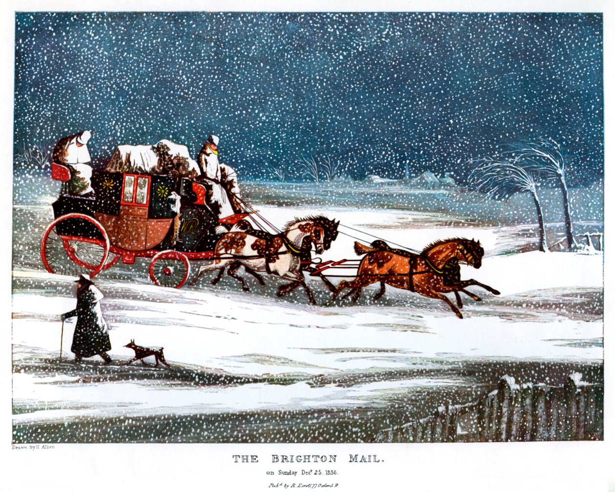 De Brighton Mail op Eerste Kerstdag, 1836 1905 door Henry Thomas Alken